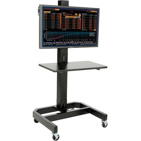 Global Industrial LCD/Plasma Mobile Cart with Power Outlet, Black 239192BKE